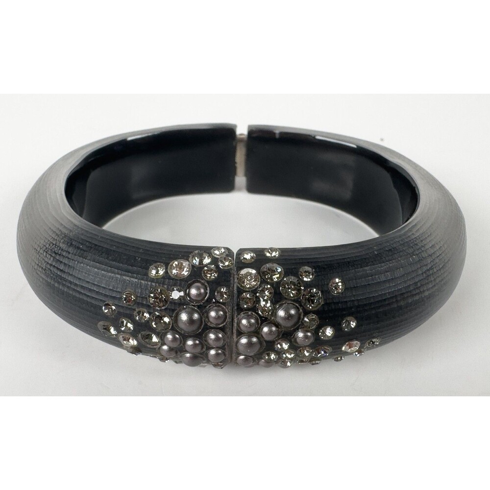 Alexis Bittar Women's Lucite & Crystal Hinge Encrusted Gray Bangle Bracelet